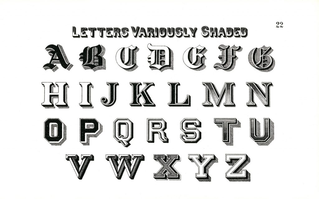 Las letras del abecedario con distintas tipografías.