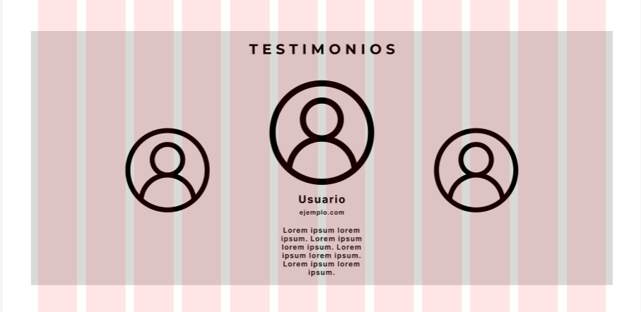 Sección de testimonios en el diseño de Kodyto, fase preliminar.