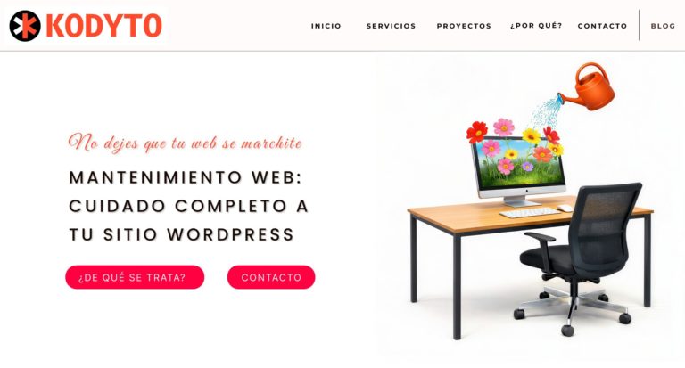 Hero-section del primer restyling de la web de Kodyto.
